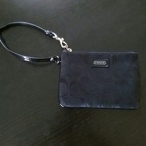 Black Signature Coach Wristlet