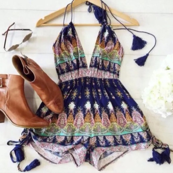 HOST PICK BOHO PRINT FESTIVAL SHORTS ROMPER - Picture 2 of 3