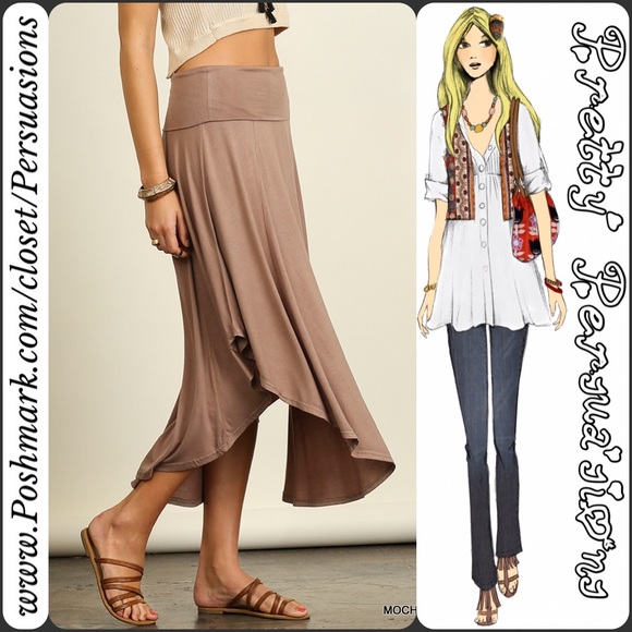 SALE‼️ Mocha Latté Jersey Midi - Maxi Skirt - Picture 2 of 4