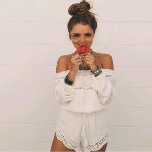 White crochet romper