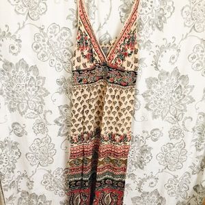 V neck printed maxi dress