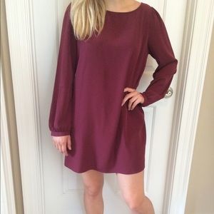 Burgundy long sleeve shift dress