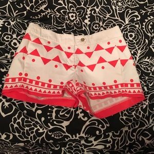 Pink and white j crew tribal print shorts