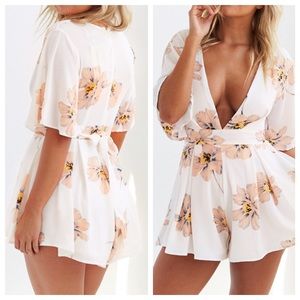 Flower Bomb Plunging Chiffon Romper