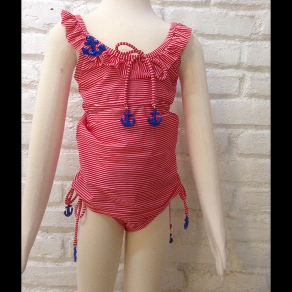 Red Striped Anchors Away Tankini Swimsuit Set