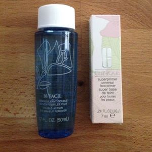 Clinique Superprimer Lancôme bifacil makeup remov