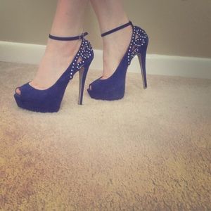 Royal blue studded heels