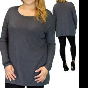 New Charcoal Gray Long a Sleeve Top