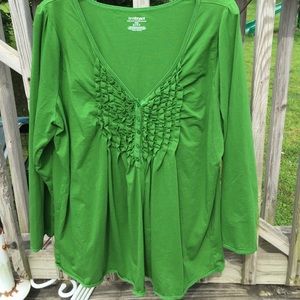 Lane Bryant green long sleeved v-neck shirt. 18/20