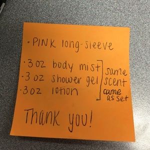Body mist, lotion, shower gel set and PINK shirt