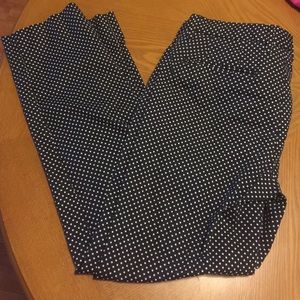 Navy and white dotted ankle pants, Size 8