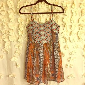 Empire waste  • mini dress • textured bodice