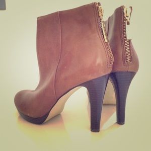 Franco Sarto zipper back leather heeled booties