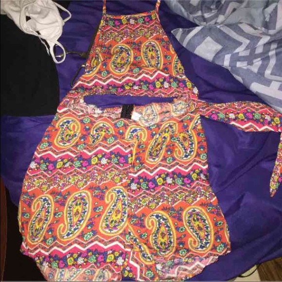 cropped two piece romper