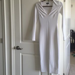 Long sleeve white midi dress