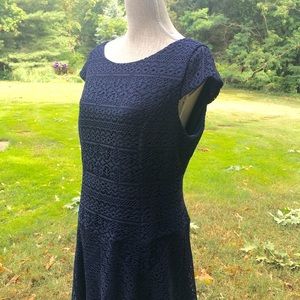 Anne Klein fit and flare navy lace dress
