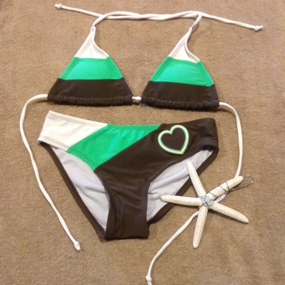 Brown Heart Bikini Swimsuit Set