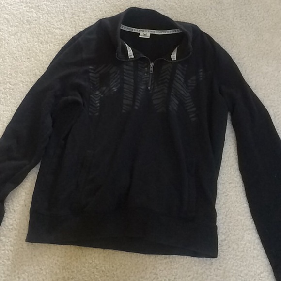Pink collared v neck zip down pullover