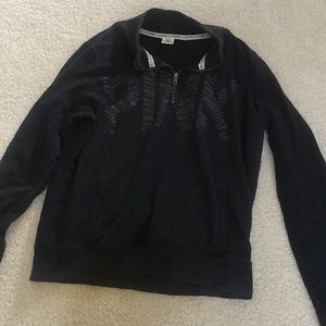 Pink collared v neck zip down pullover