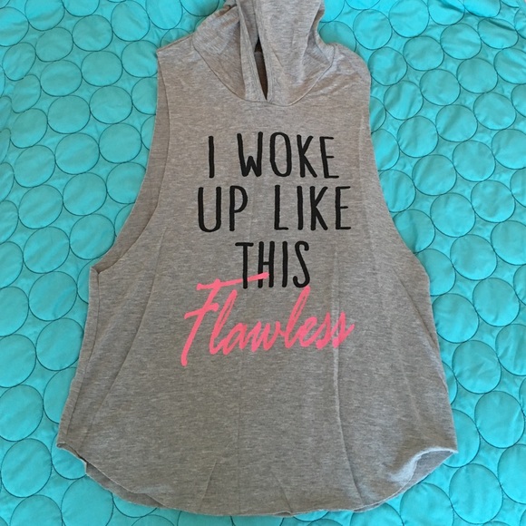 I woke up like this hooded tank top