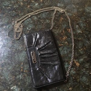 Coach patent evening wallet on a silver chain