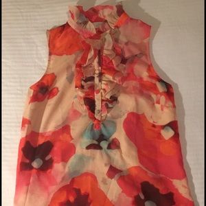 Floral sleeveless work blouse