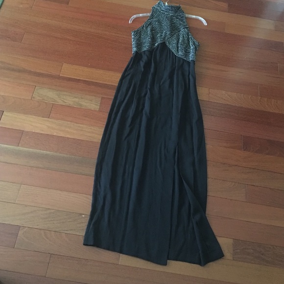 Long formal black & silver dress