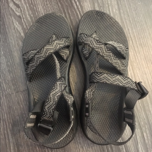 black and gray chacos