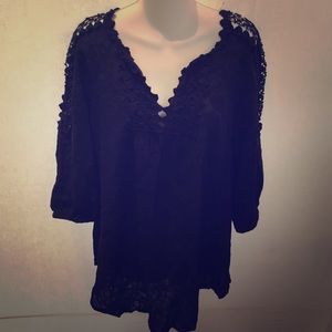 Black cotton lace blouse