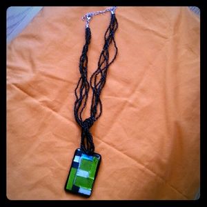 Beautiful black necklace with nice color pendant
