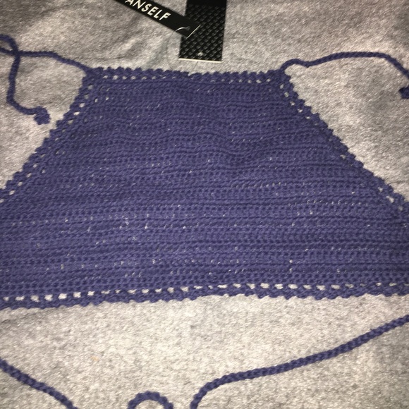 Navy blue crochet halter top!
