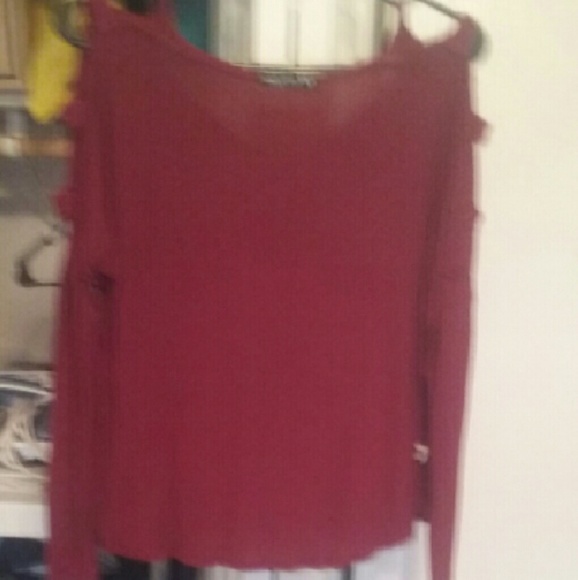 Burgundy /wine long sleeve cutout croptop