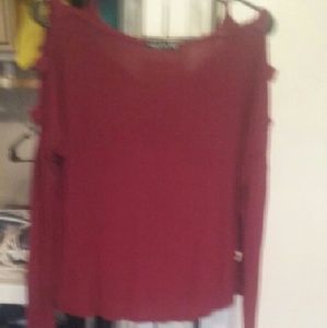 Burgundy /wine long sleeve cutout croptop