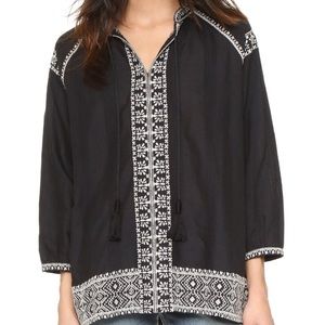Madewell Embroidered Camelia Tassel Top