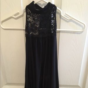 Black silky lace halter top