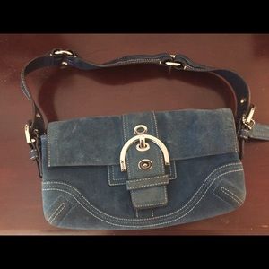Authentic blue suede Coach bag