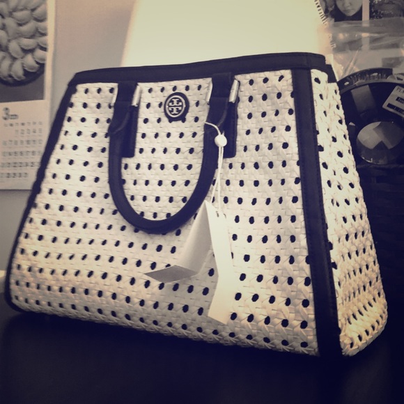 Trade!Tory Burch ROBINSON BASKETWEAVE TRIANGLE BAG