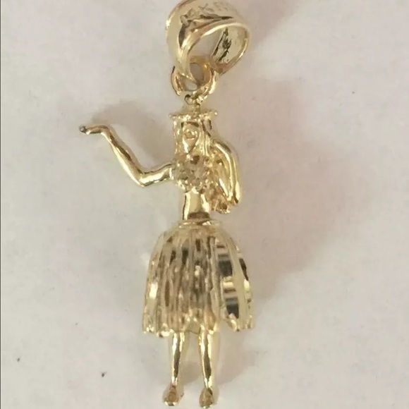 14k gold hawaiian hula girl pendant charm
