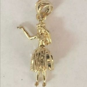 14k gold hawaiian hula girl pendant charm