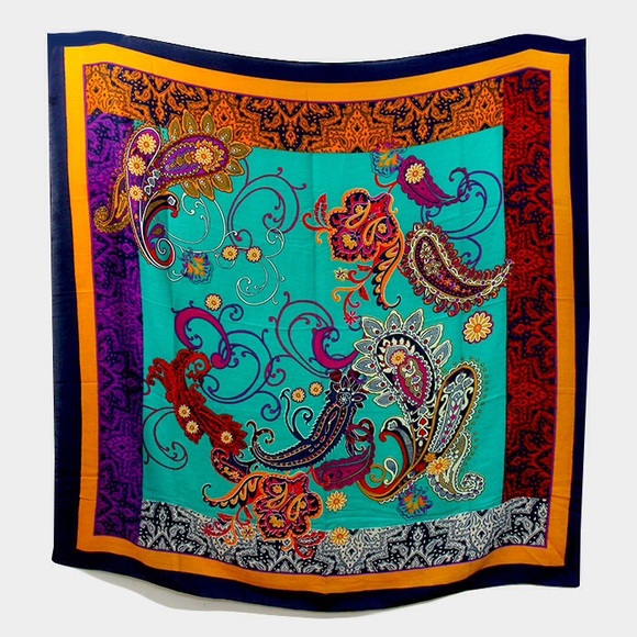 Paisley Pattern Border Square Scarf - image 1