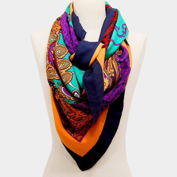 Paisley Pattern Border Square Scarf - image 2