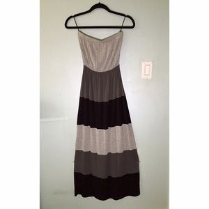 Gray and Black Striped Maxi Dress