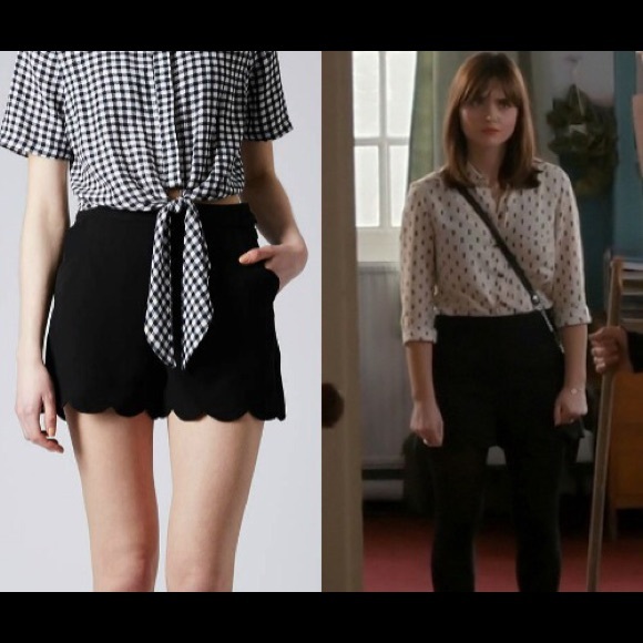 Clara Oswald Black Hem Scallop Shorts size UK 10