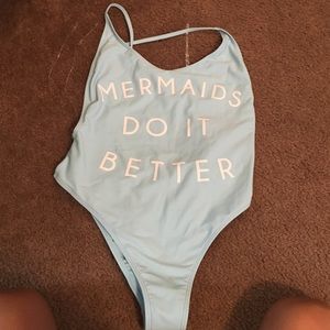 Light blue one piece bathing suit