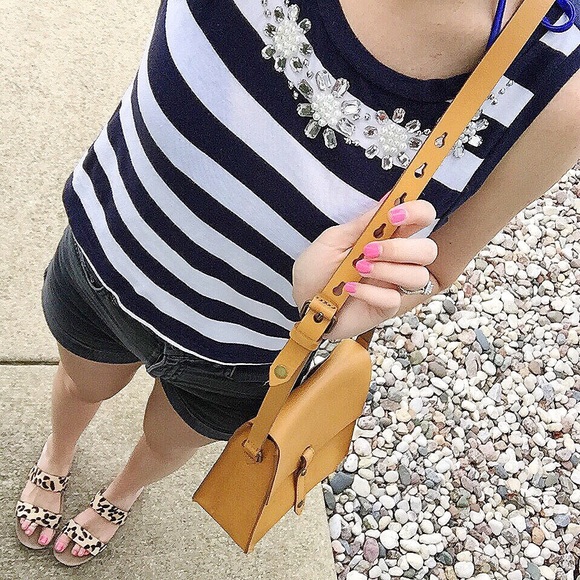Express embellished striped tank