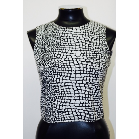 Bar III Snake Print Crop Top Back Zipper