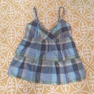 LOFT madras plaid baby doll cami top
