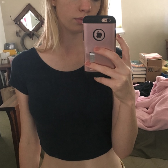 Navy Blue Crop Tee