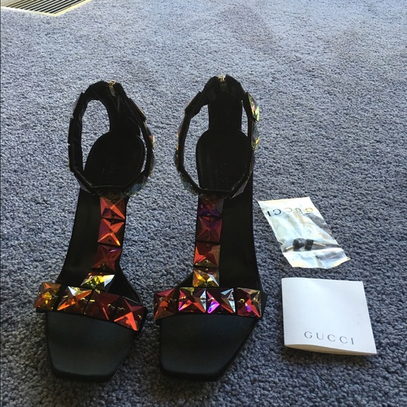 Gucci High Heeled Sandals with Swarovsky Crystals