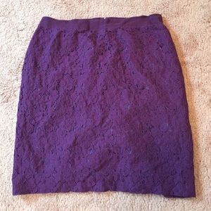 J. Crew purple lace pencil skirt